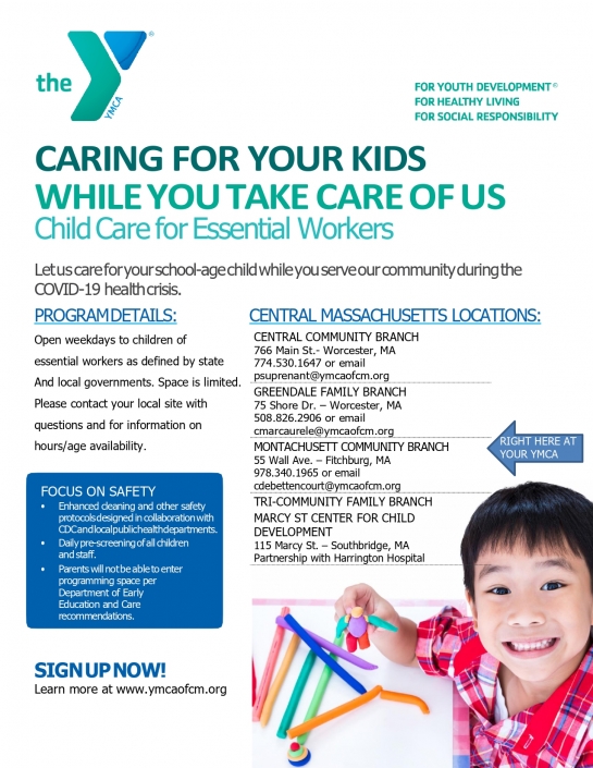 YMCA of Fitchburg Launches Child Care for Essential Workers Program ...