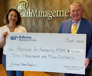 Rollstone Bank & Trust Donates $10,000 To Habitat For Humanity